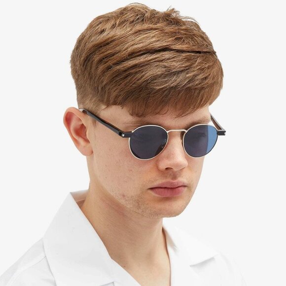 BRAND NEW Saint Laurent SL707 004 Gold Havana Blue Oval Unisex Sunglasses - Picture 10 of 10